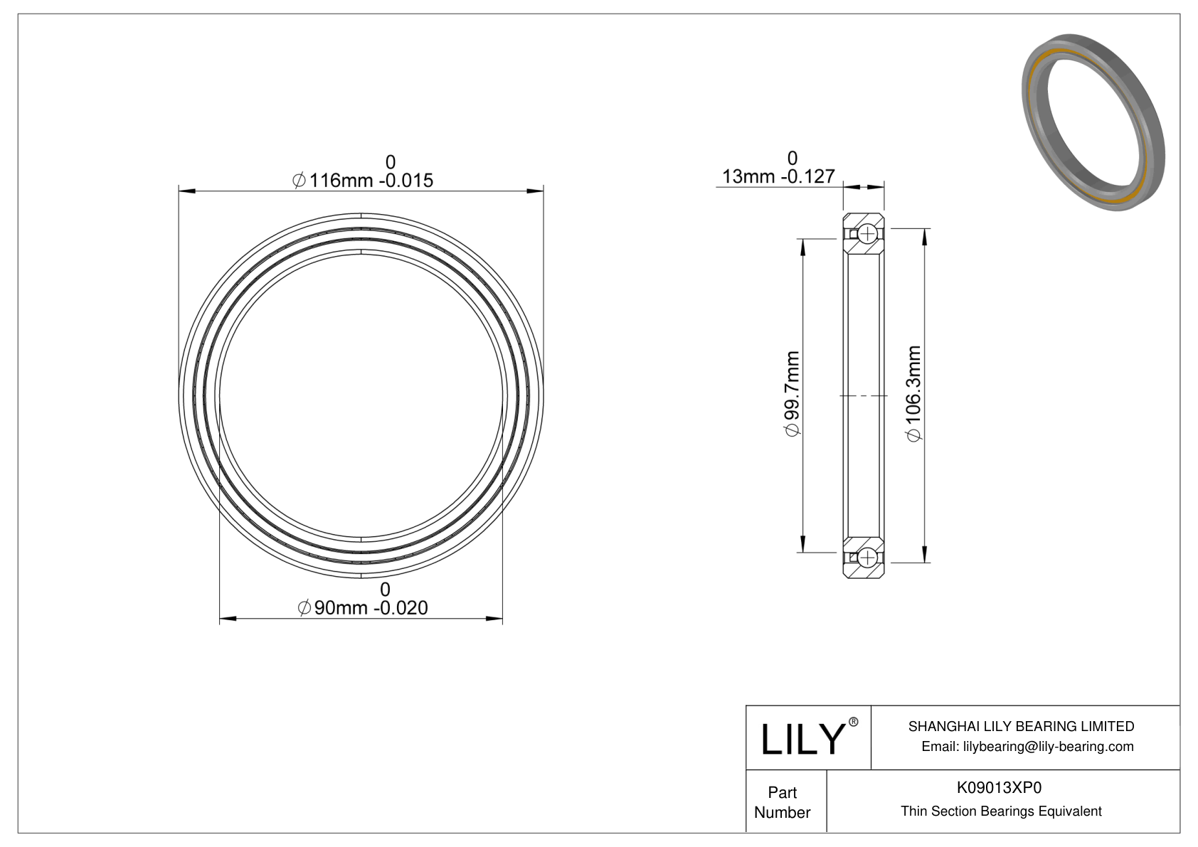 K09013XP0 Constant Section (CS) Bearings cad drawing