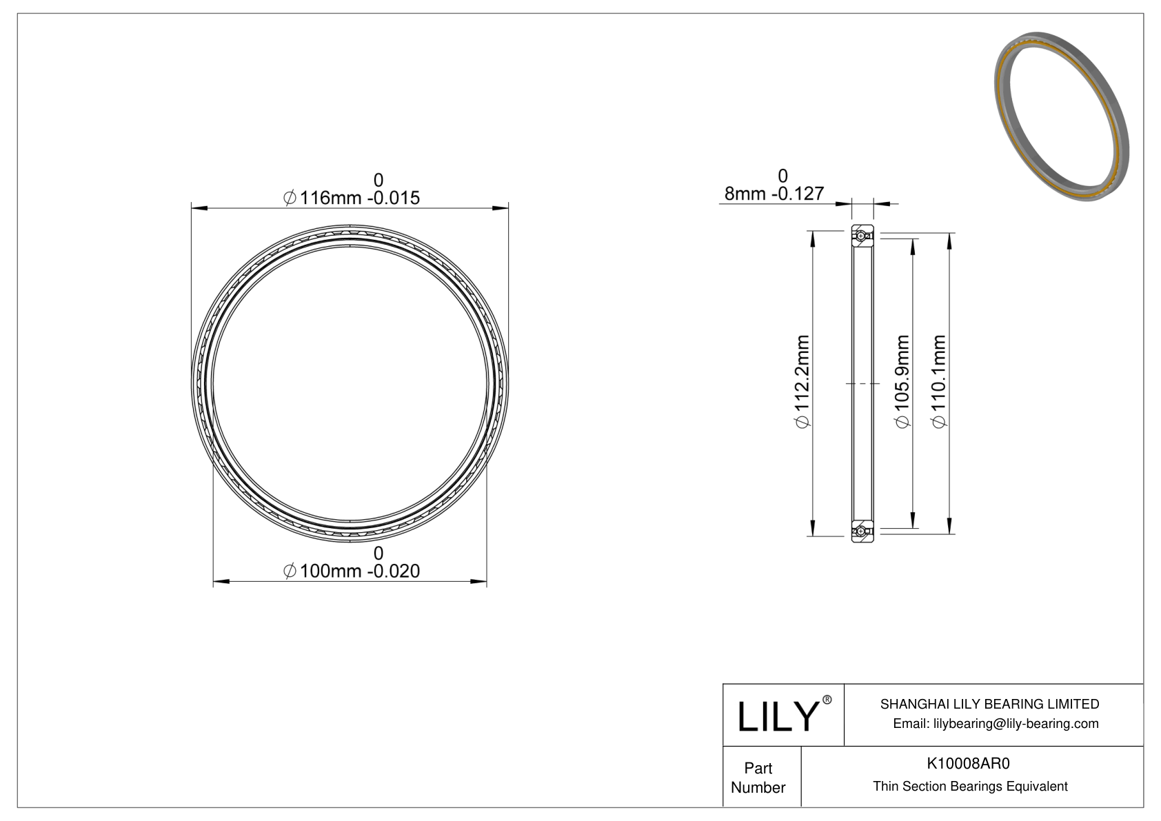 K10008AR0 Constant Section (CS) Bearings cad drawing
