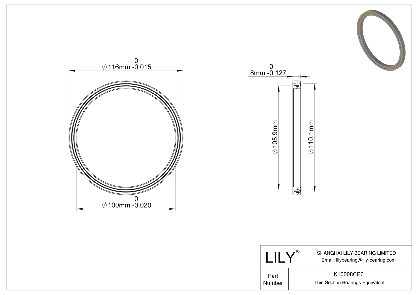 K10008CP0 Constant Section (CS) Bearings cad drawing