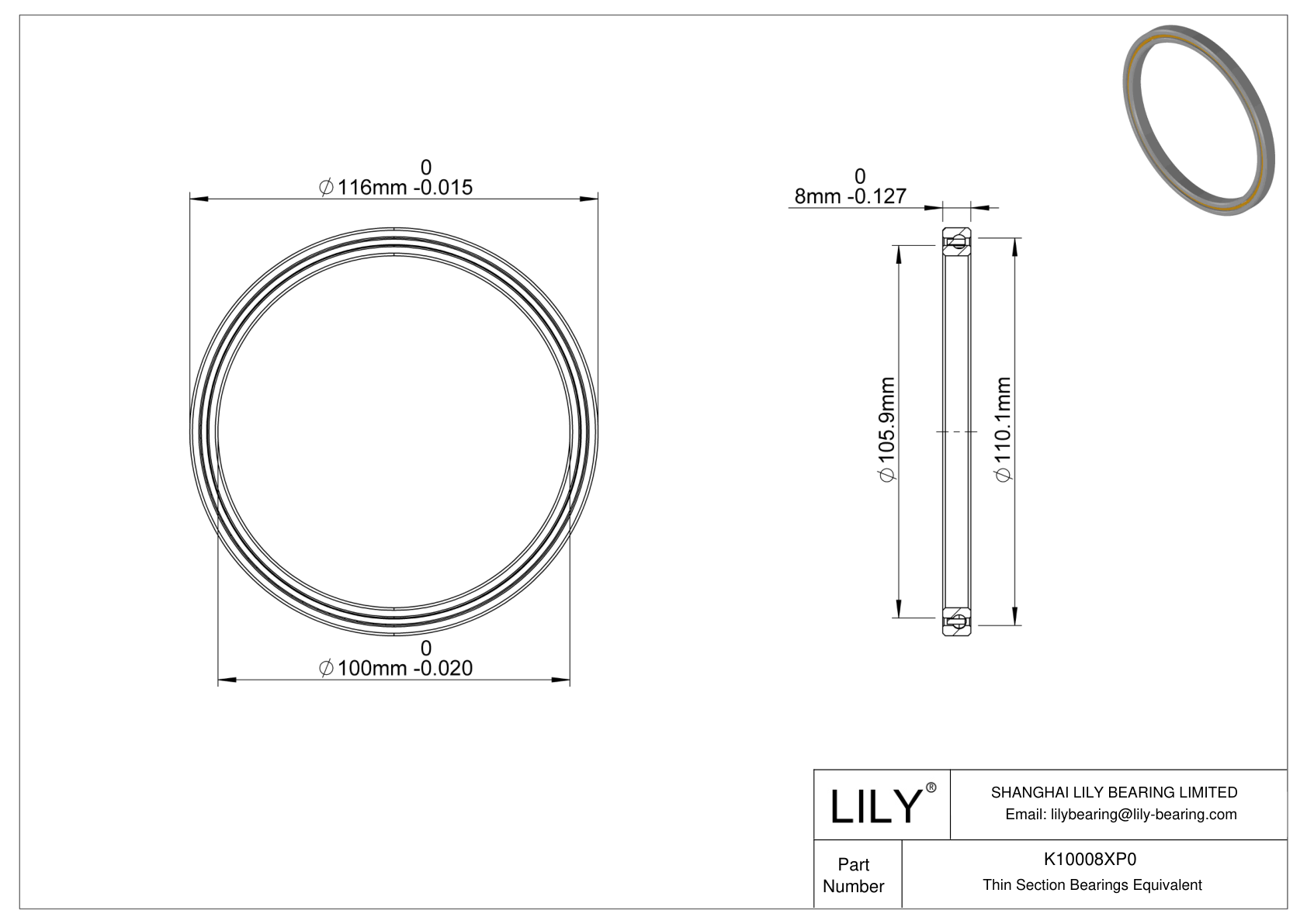 K10008XP0 Constant Section (CS) Bearings cad drawing