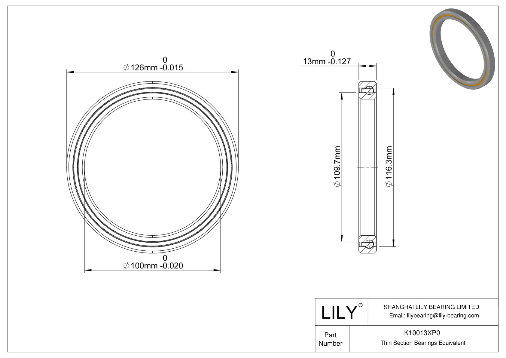 K10013XP0 Constant Section (CS) Bearings cad drawing