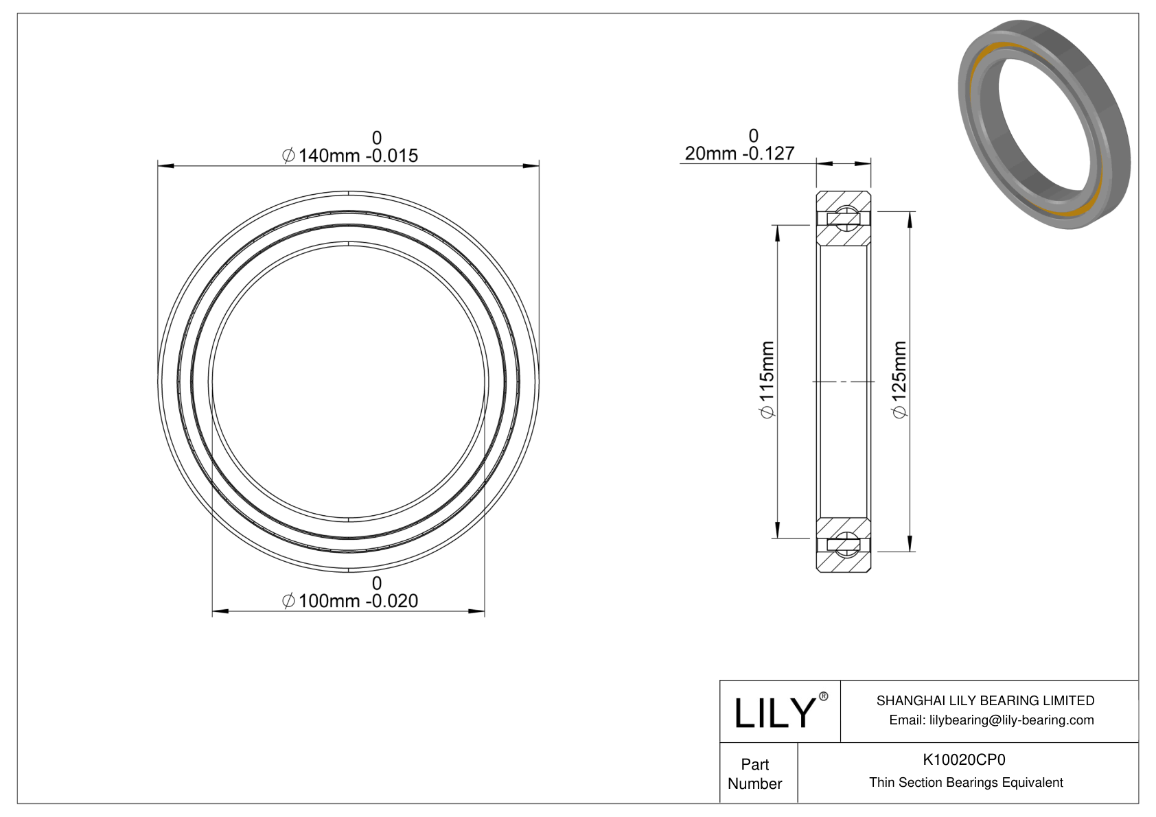 K10020CP0 Constant Section (CS) Bearings cad drawing
