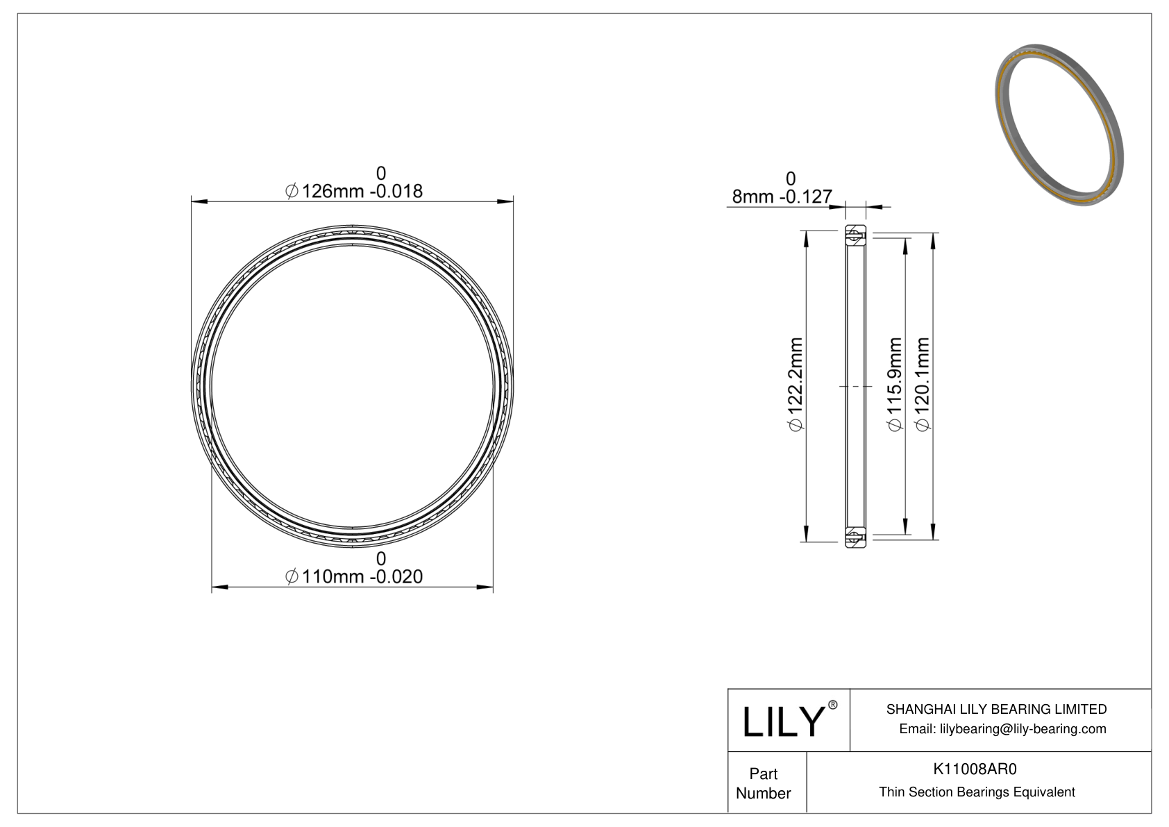 K11008AR0 Constant Section (CS) Bearings cad drawing