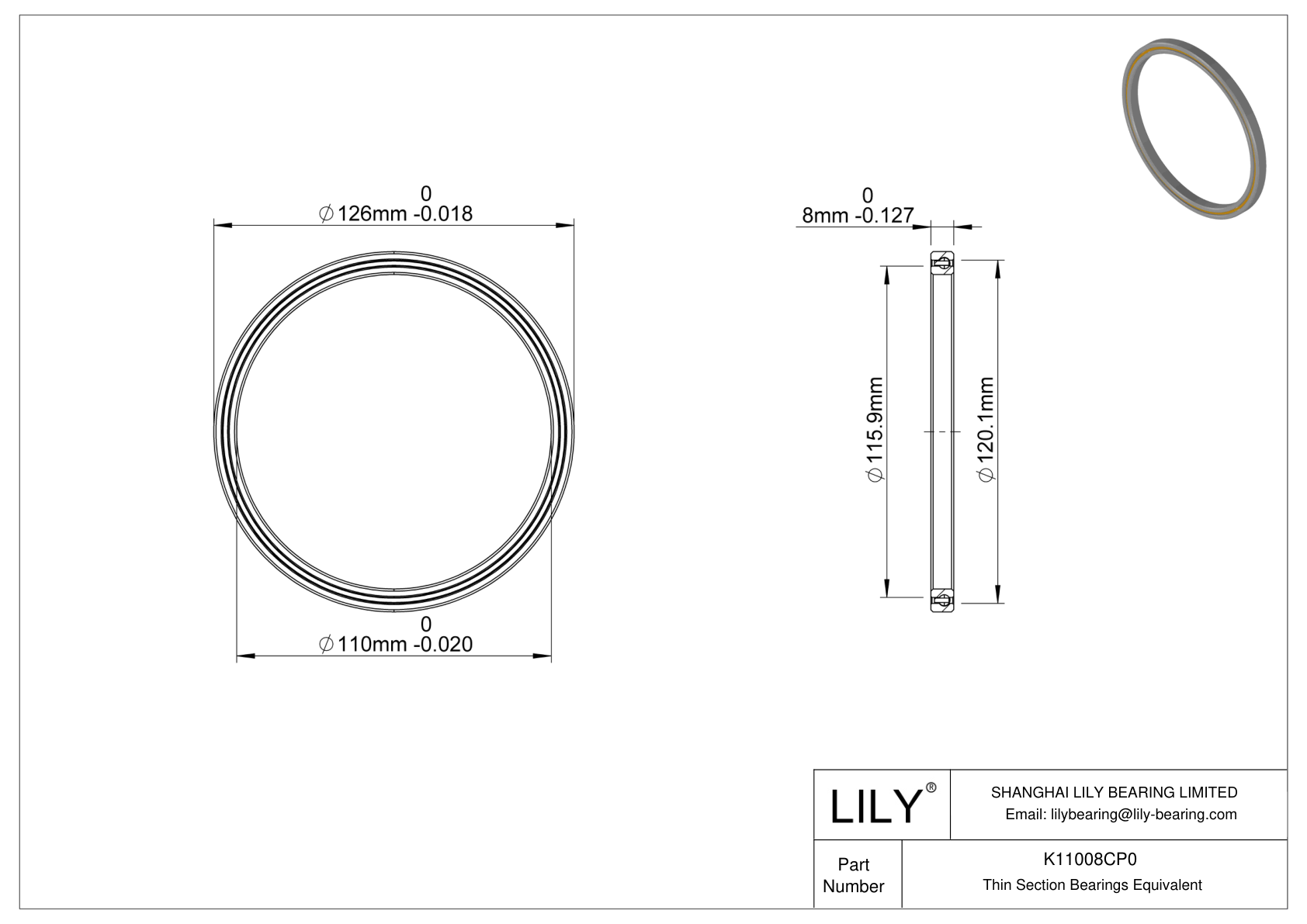 K11008CP0 Constant Section (CS) Bearings cad drawing