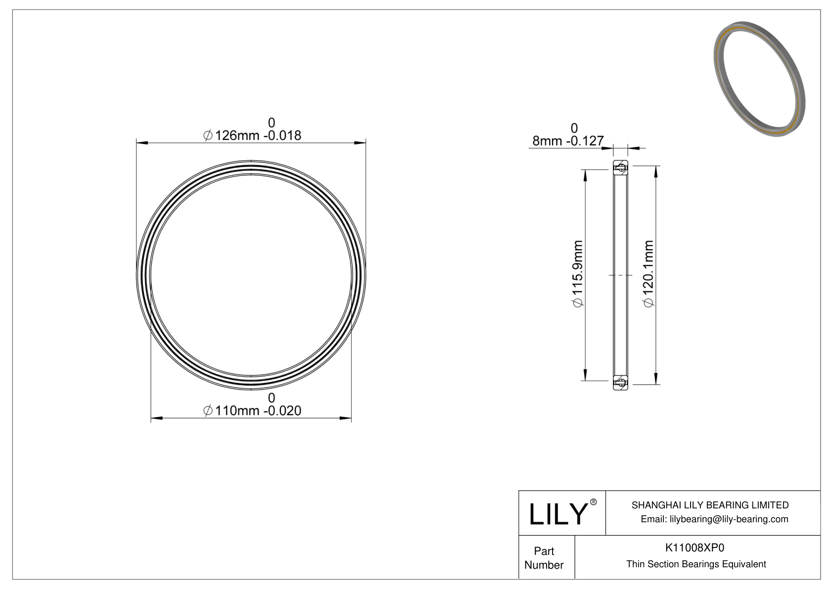 K11008XP0 Constant Section (CS) Bearings cad drawing