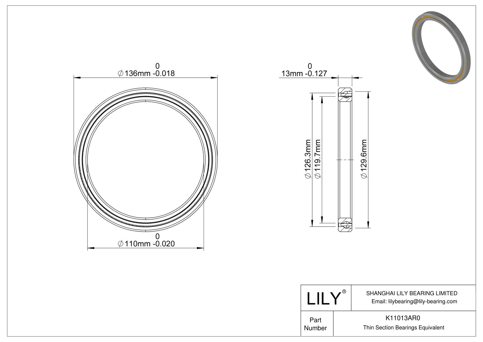 K11013AR0 Constant Section (CS) Bearings cad drawing