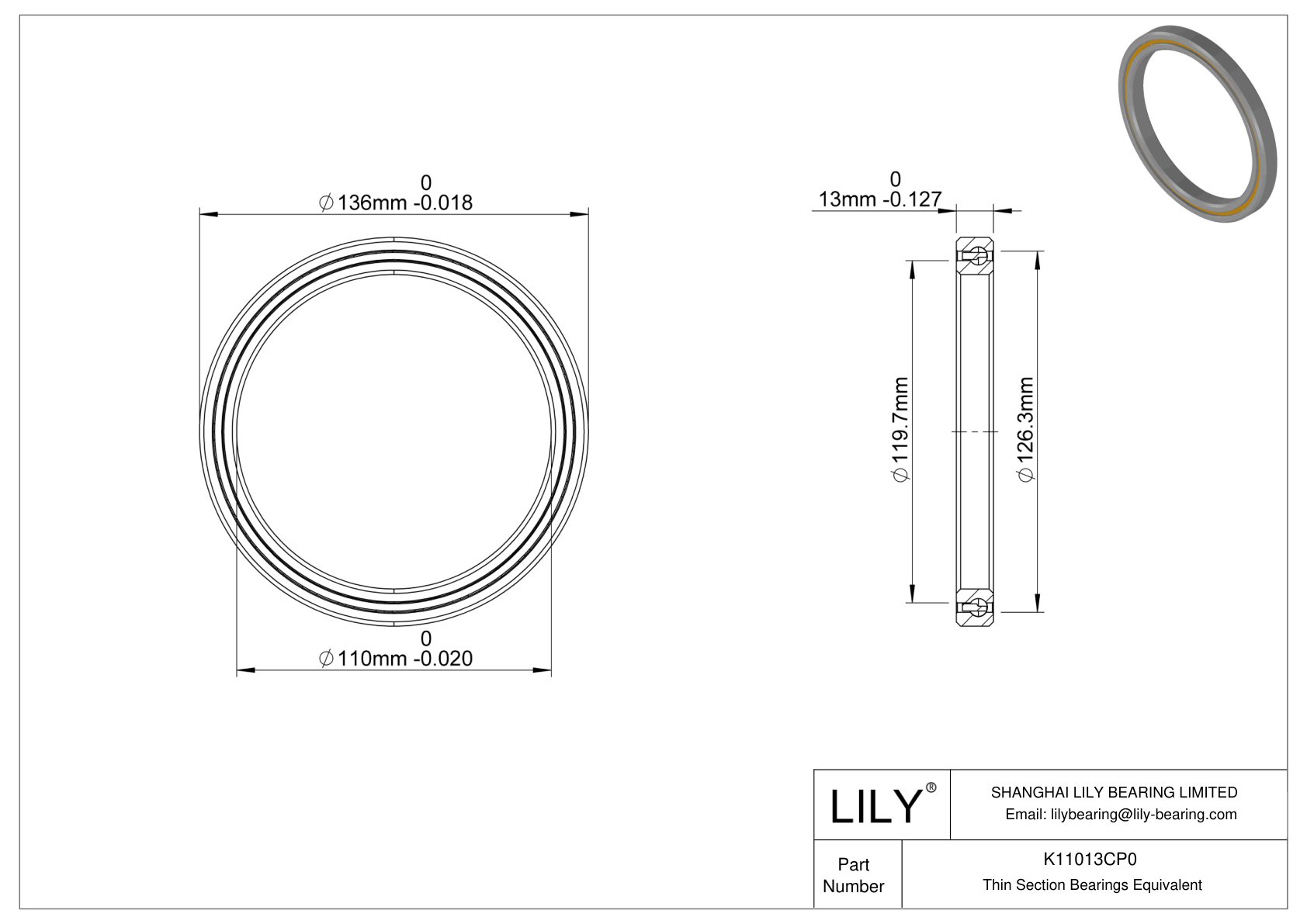 K11013CP0 Constant Section (CS) Bearings cad drawing