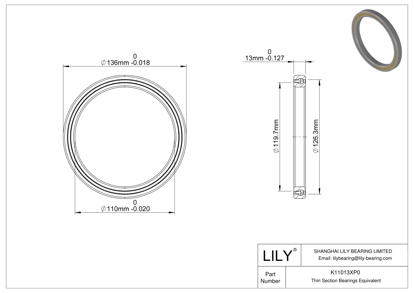 K11013XP0 Constant Section (CS) Bearings cad drawing