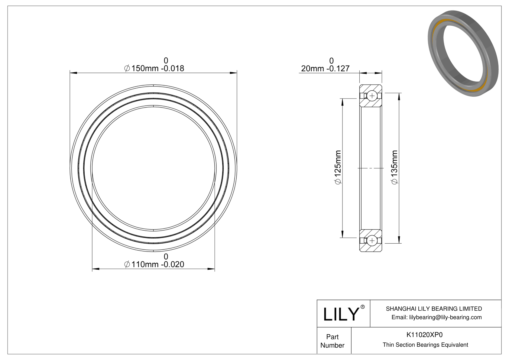 K11020XP0 Constant Section (CS) Bearings cad drawing