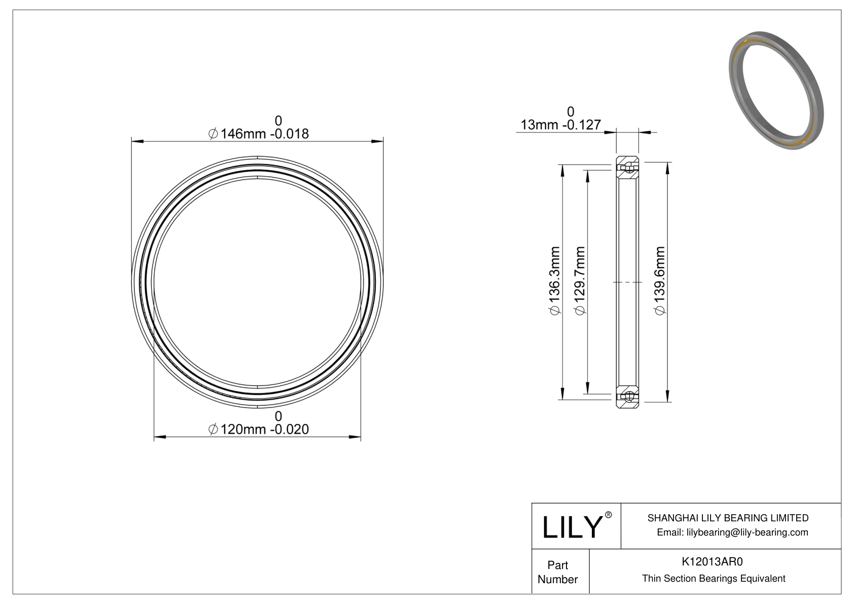 K12013AR0 Constant Section (CS) Bearings cad drawing