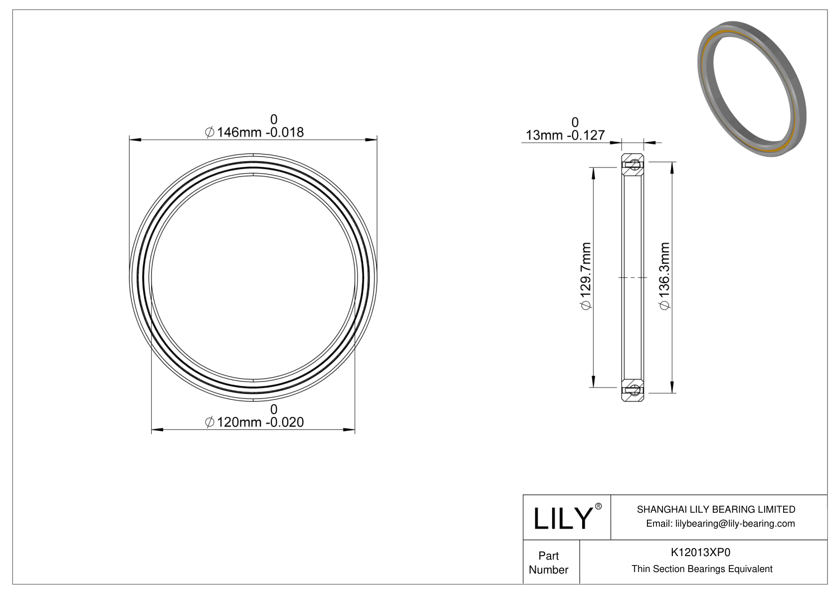 K12013XP0 Constant Section (CS) Bearings cad drawing
