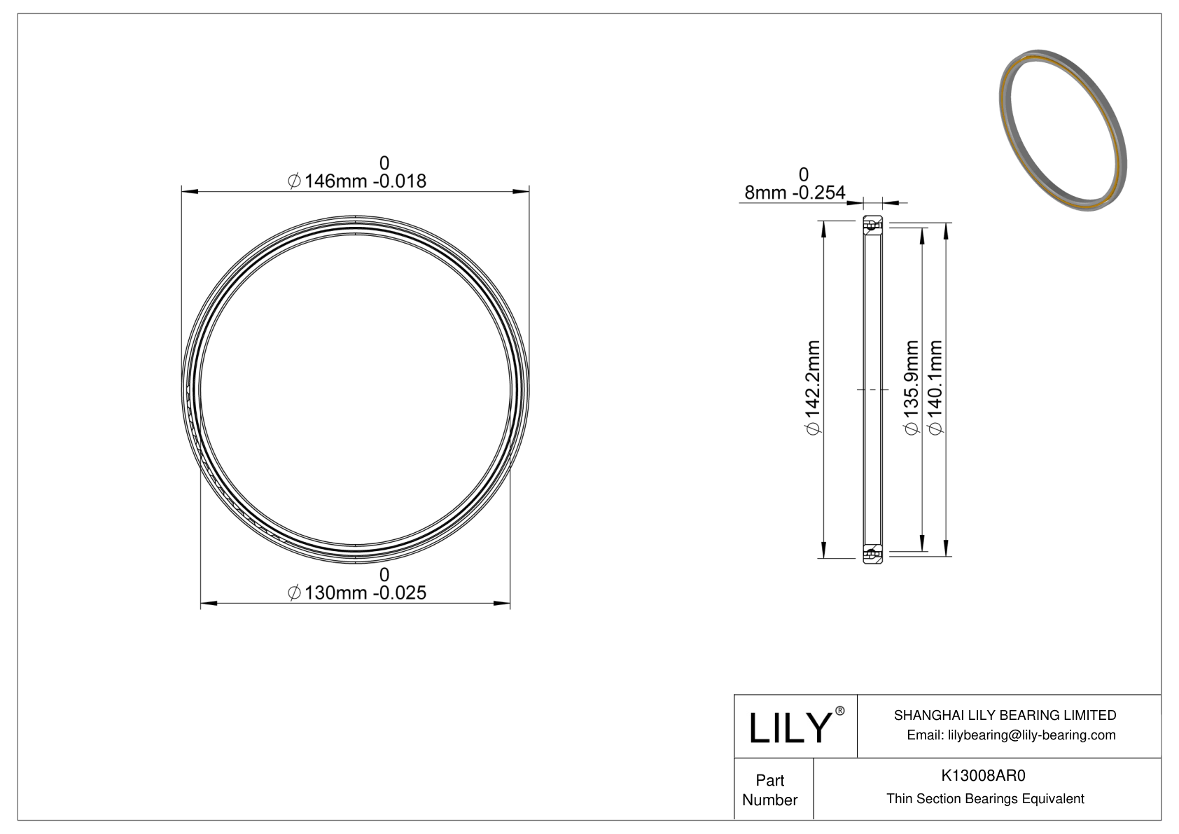 K13008AR0 Constant Section (CS) Bearings cad drawing