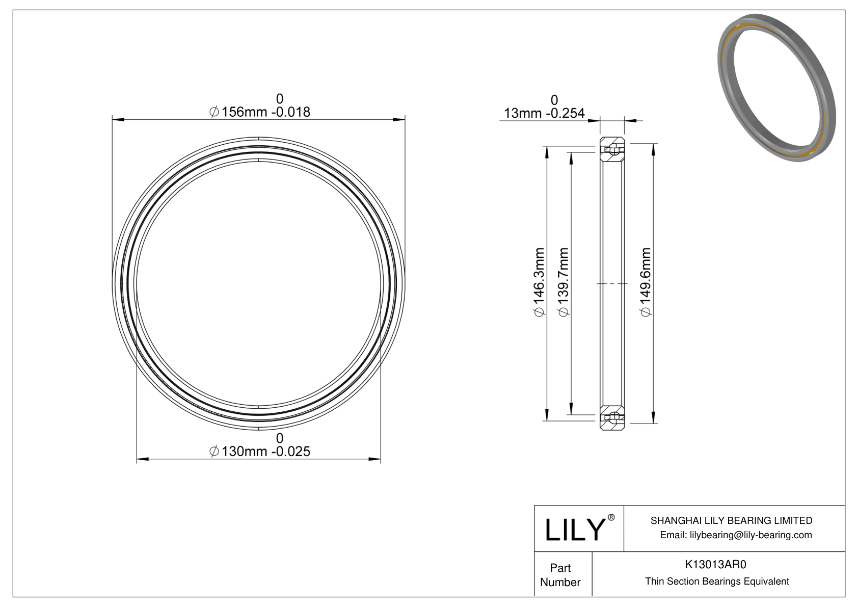 K13013AR0 Constant Section (CS) Bearings cad drawing