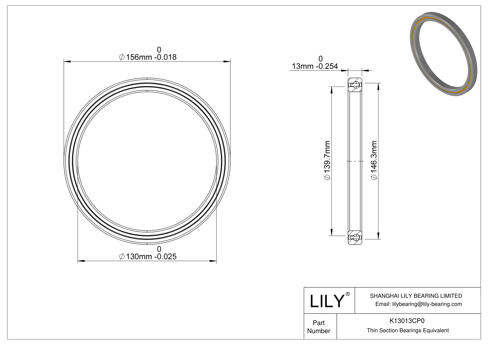 K13013CP0 Constant Section (CS) Bearings cad drawing