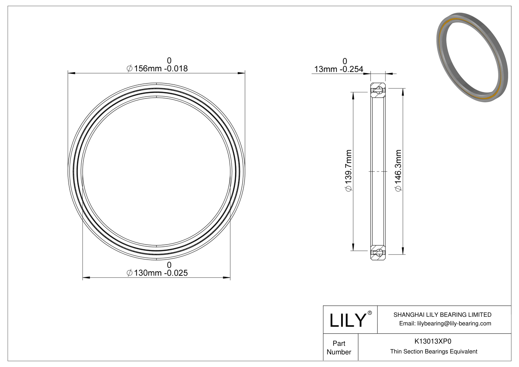K13013XP0 Constant Section (CS) Bearings cad drawing