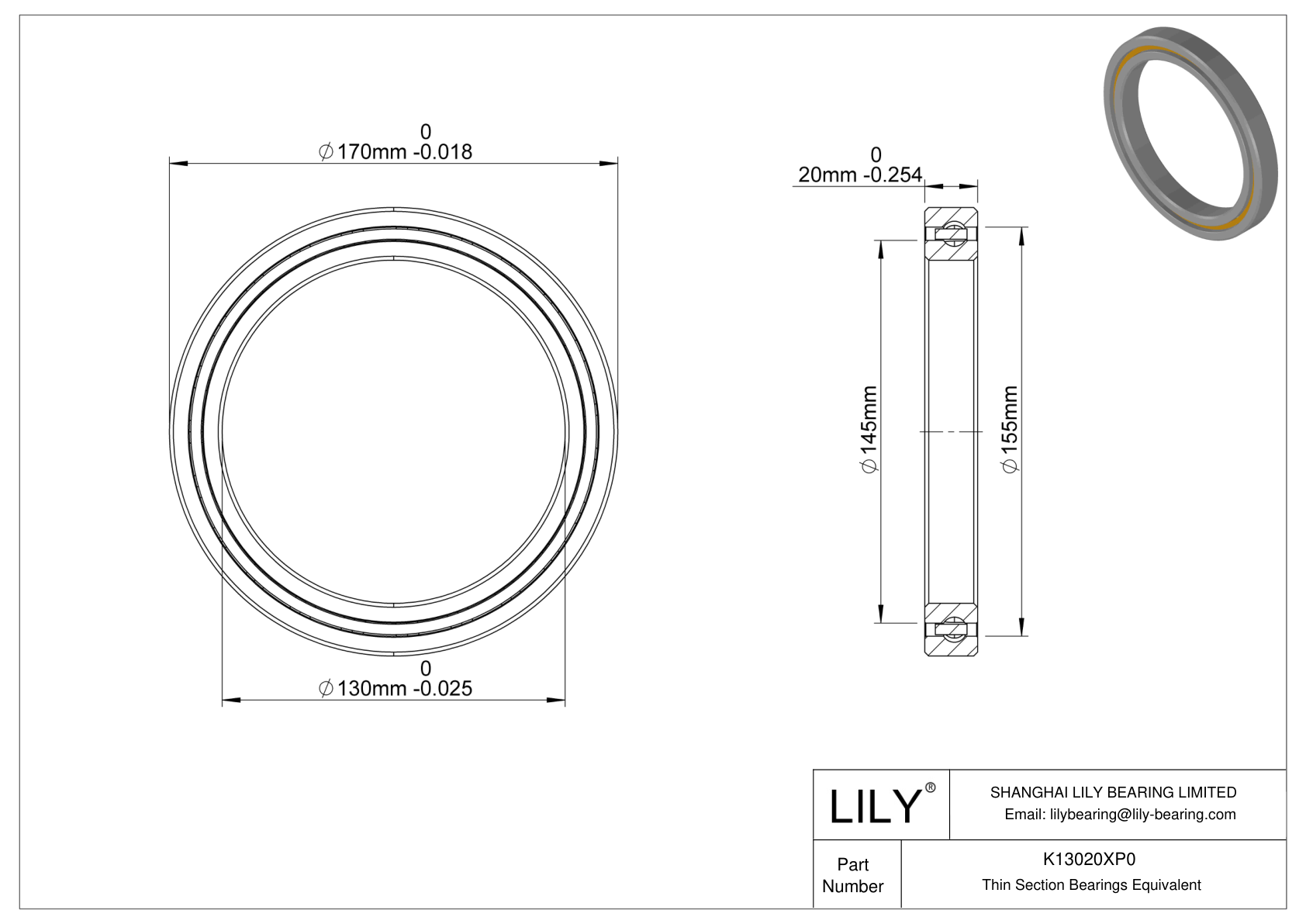K13020XP0 Constant Section (CS) Bearings cad drawing