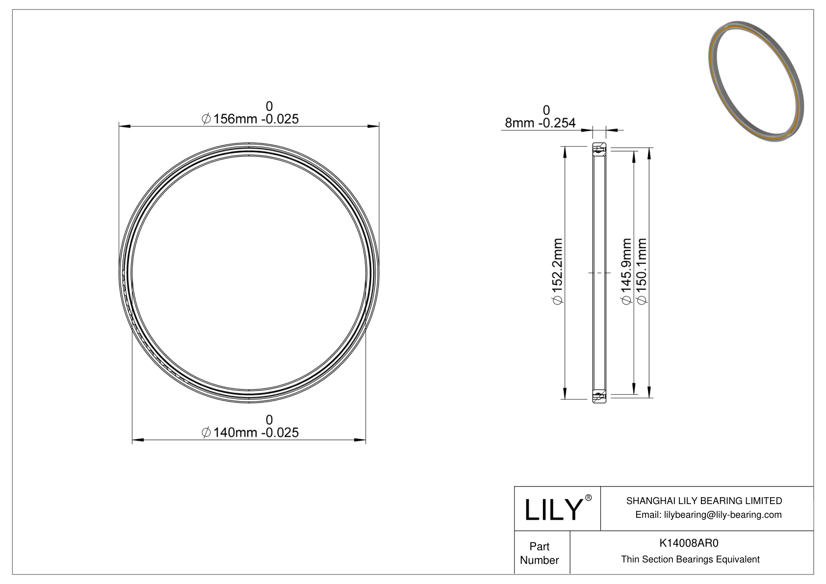 K14008AR0 Constant Section (CS) Bearings cad drawing