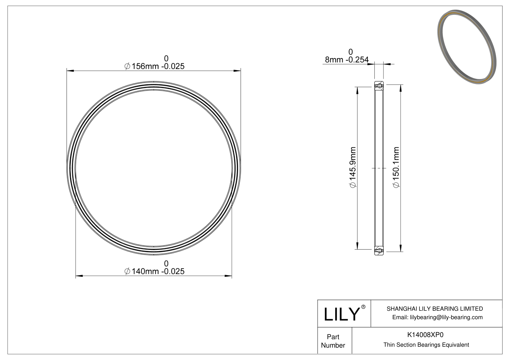 K14008XP0 Constant Section (CS) Bearings cad drawing