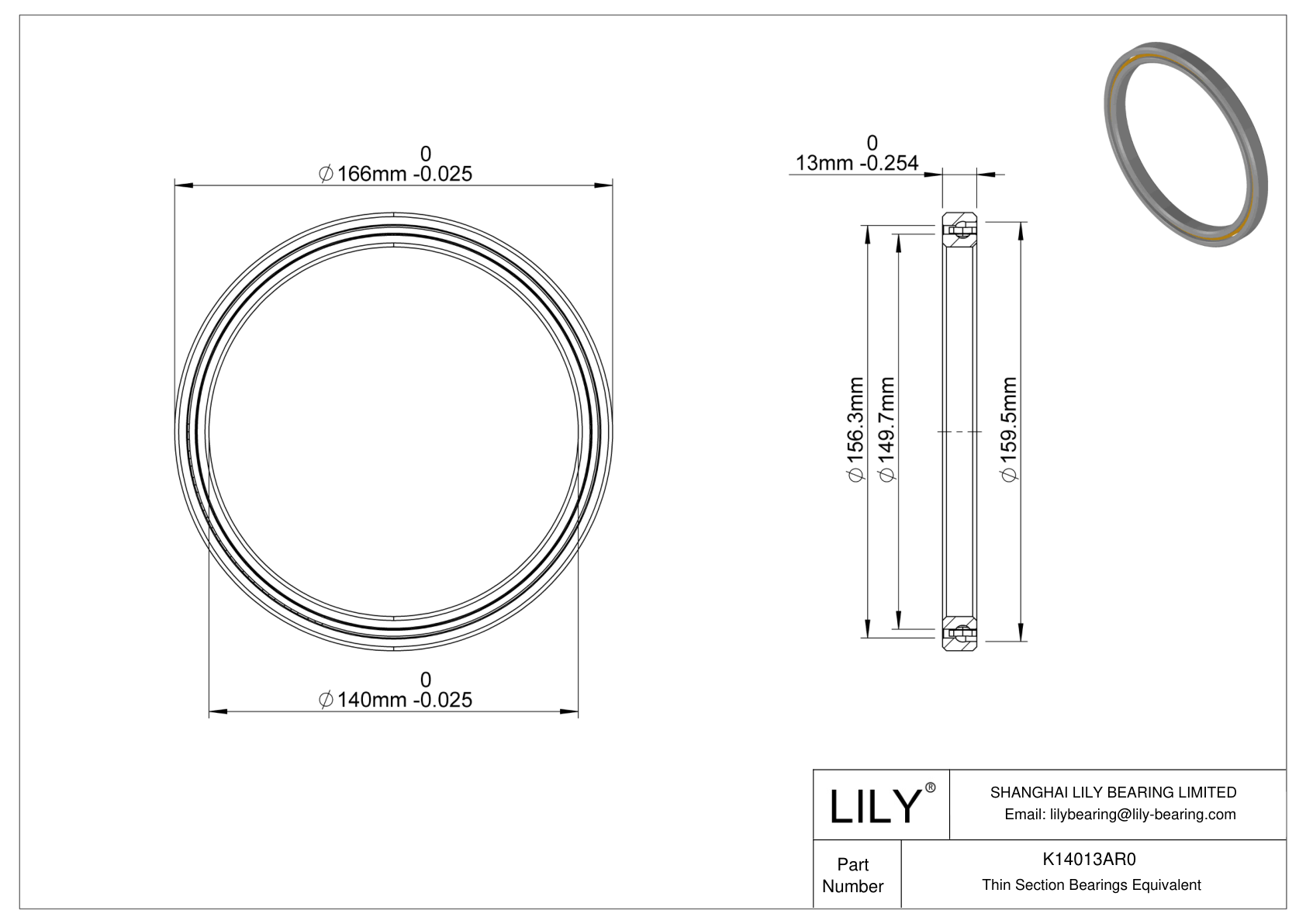 K14013AR0 Constant Section (CS) Bearings cad drawing