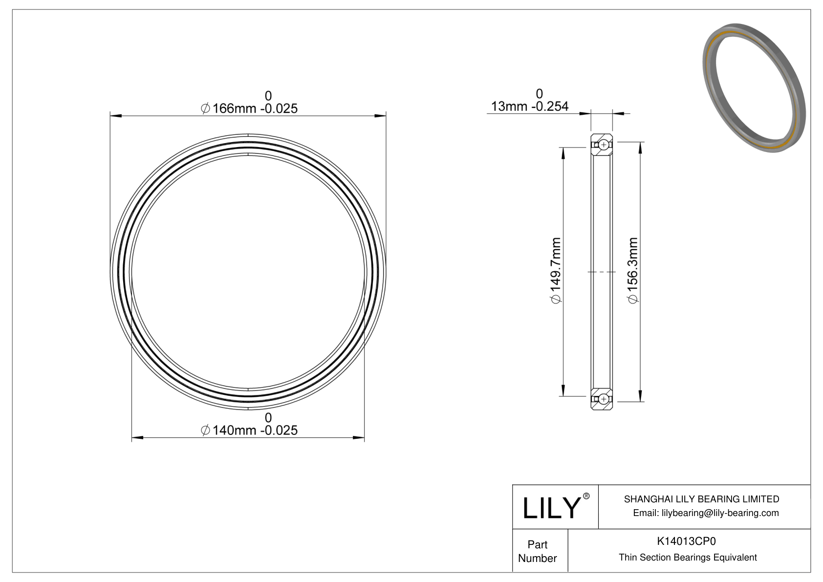 K14013CP0 Constant Section (CS) Bearings cad drawing