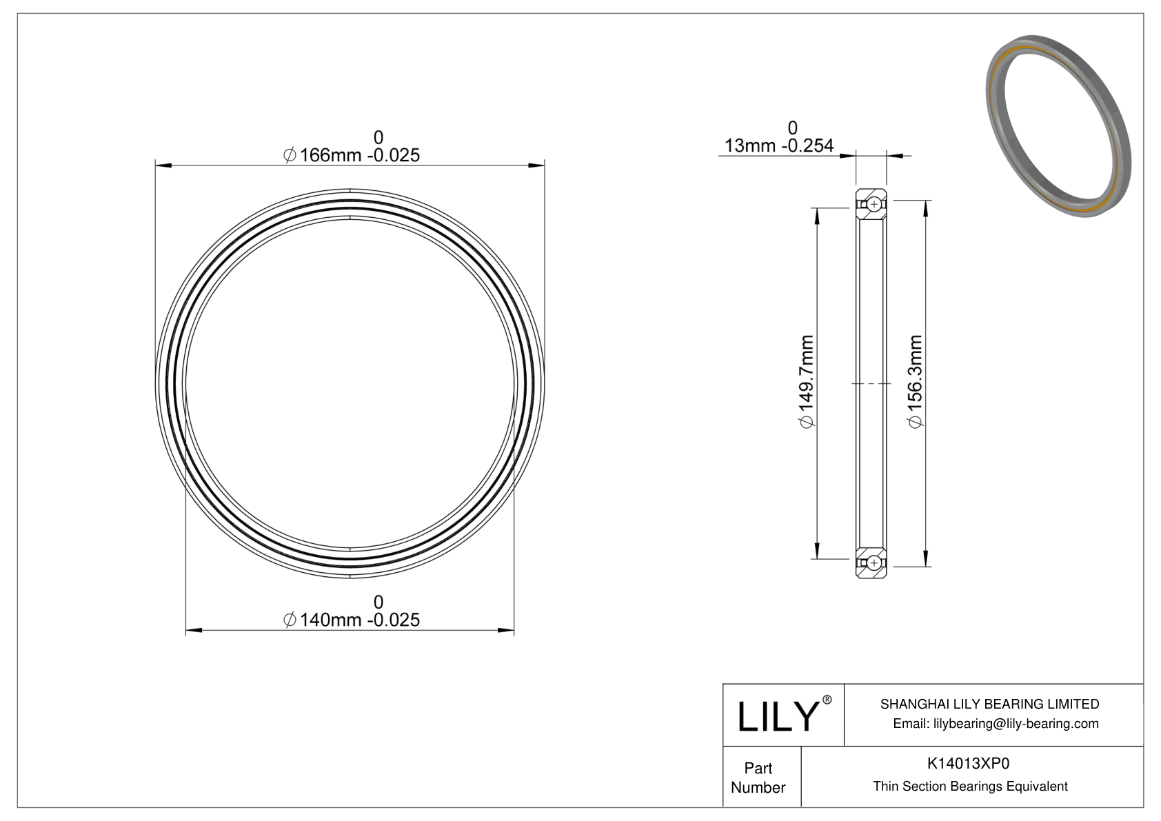 K14013XP0 Constant Section (CS) Bearings cad drawing