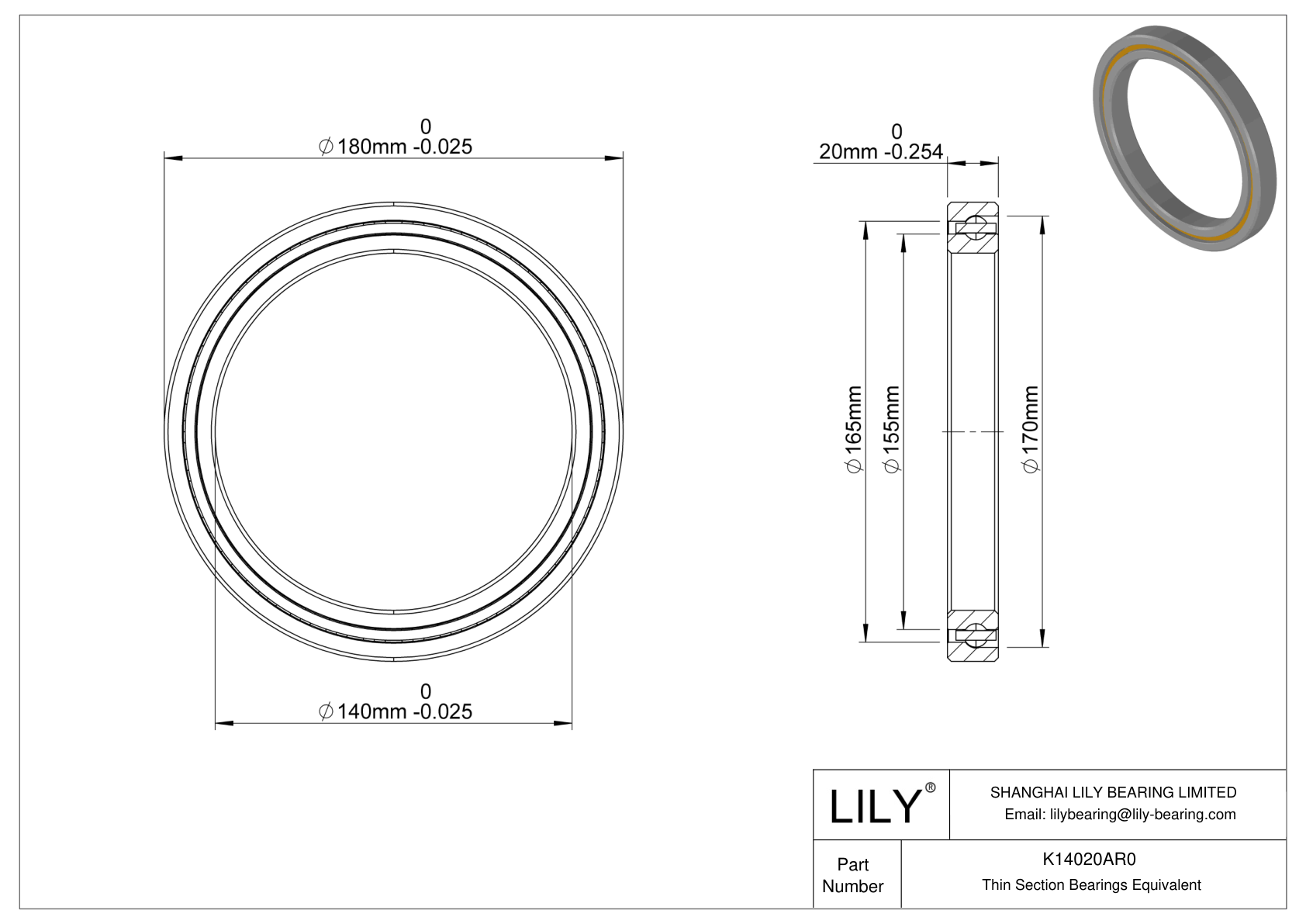 K14020AR0 Constant Section (CS) Bearings cad drawing