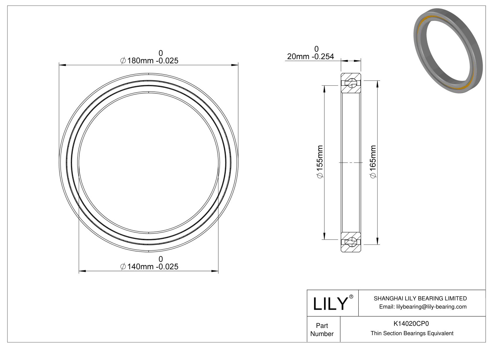 K14020CP0 Constant Section (CS) Bearings cad drawing