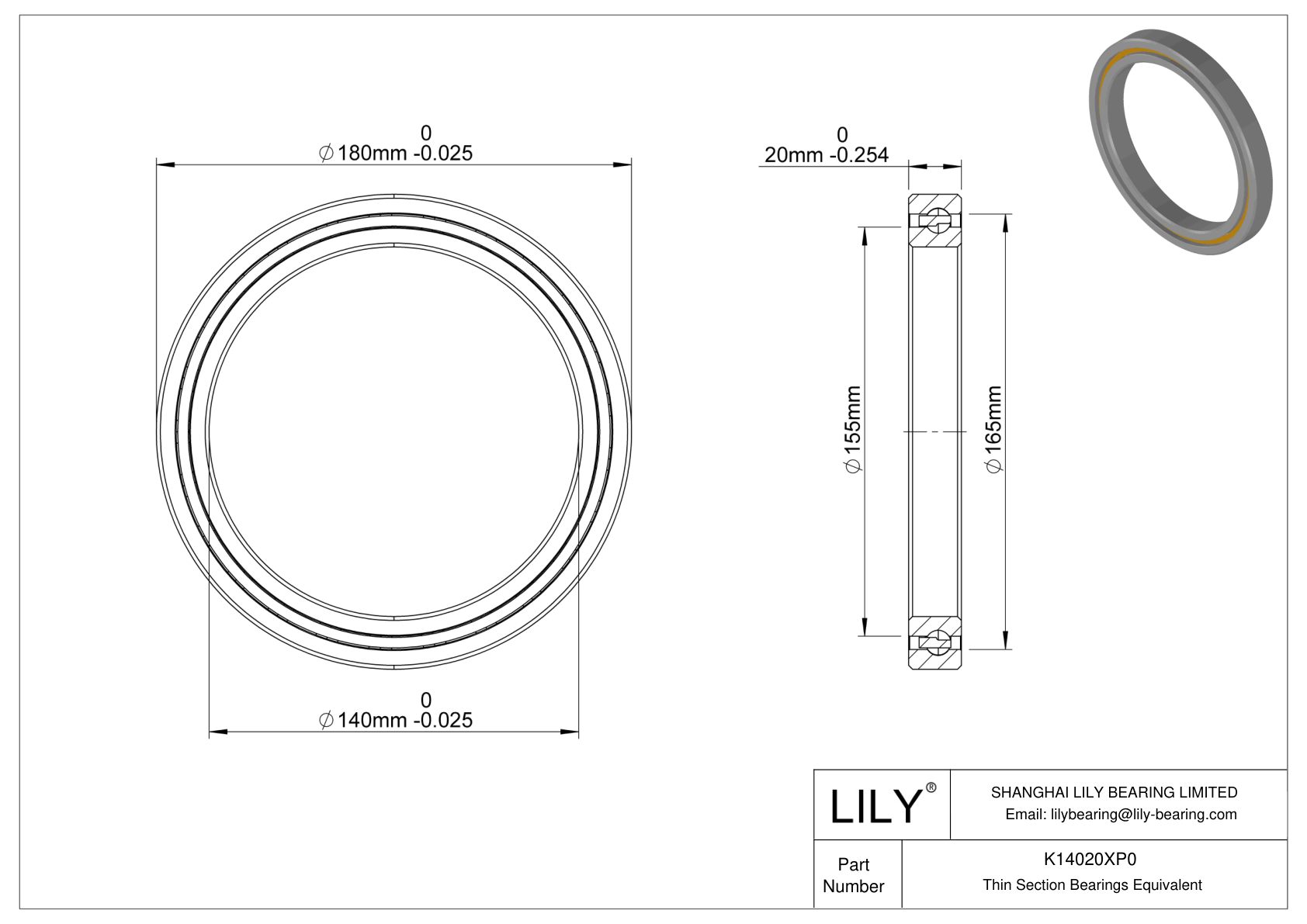 K14020XP0 Constant Section (CS) Bearings cad drawing