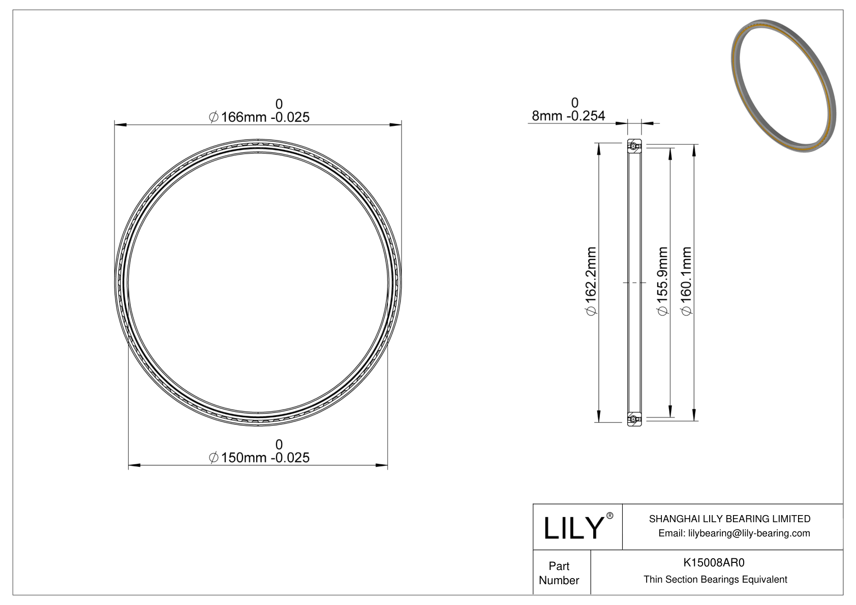 K15008AR0 Constant Section (CS) Bearings cad drawing