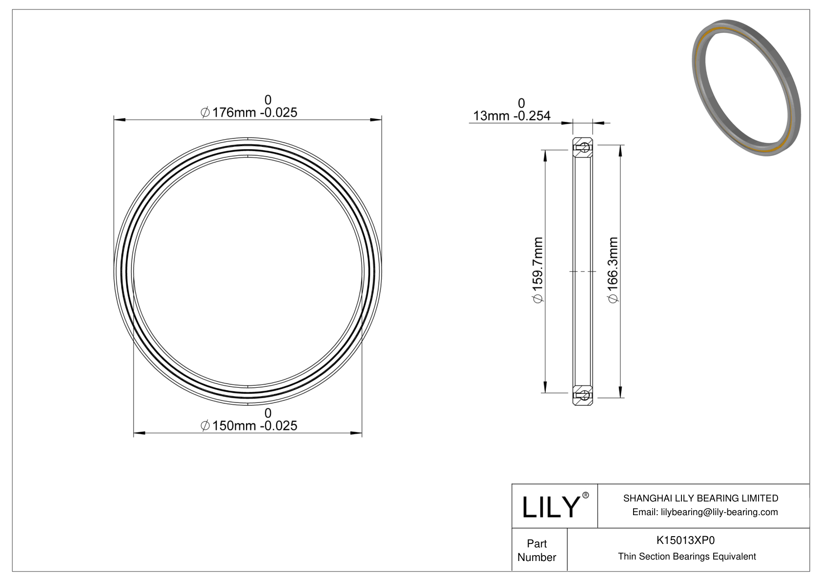 K15013XP0 Constant Section (CS) Bearings cad drawing