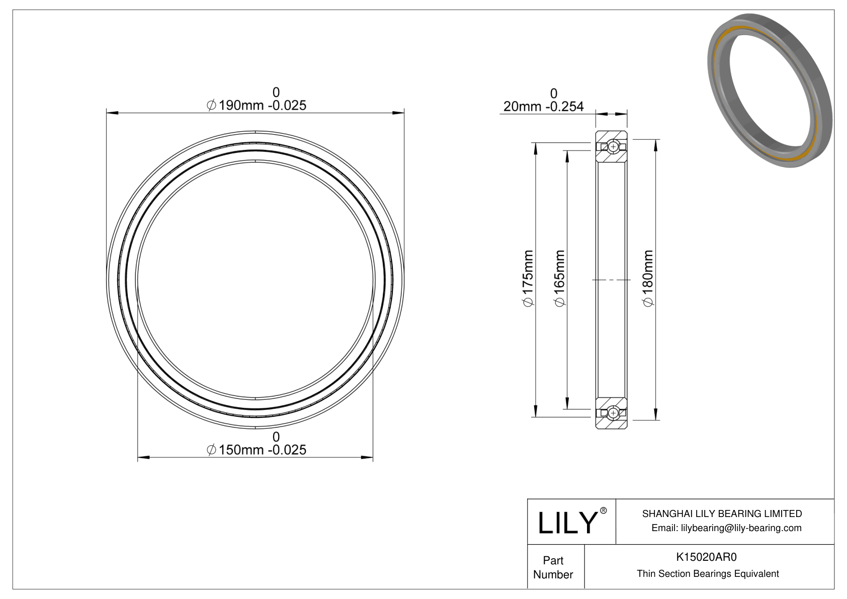K15020AR0 Constant Section (CS) Bearings cad drawing
