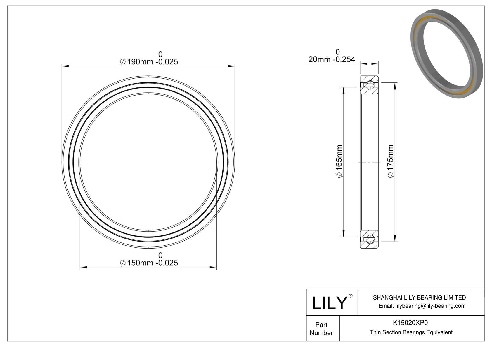 K15020XP0 Constant Section (CS) Bearings cad drawing