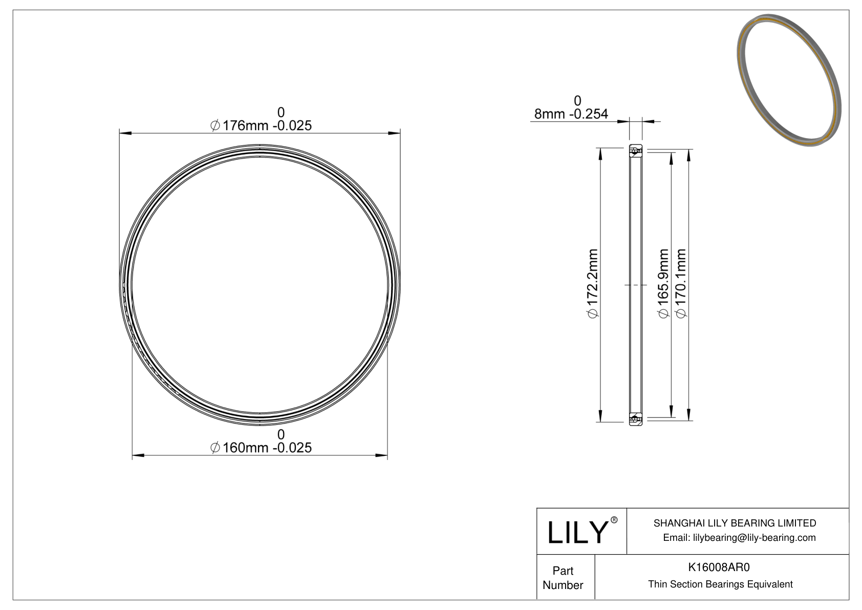 K16008AR0 Constant Section (CS) Bearings cad drawing