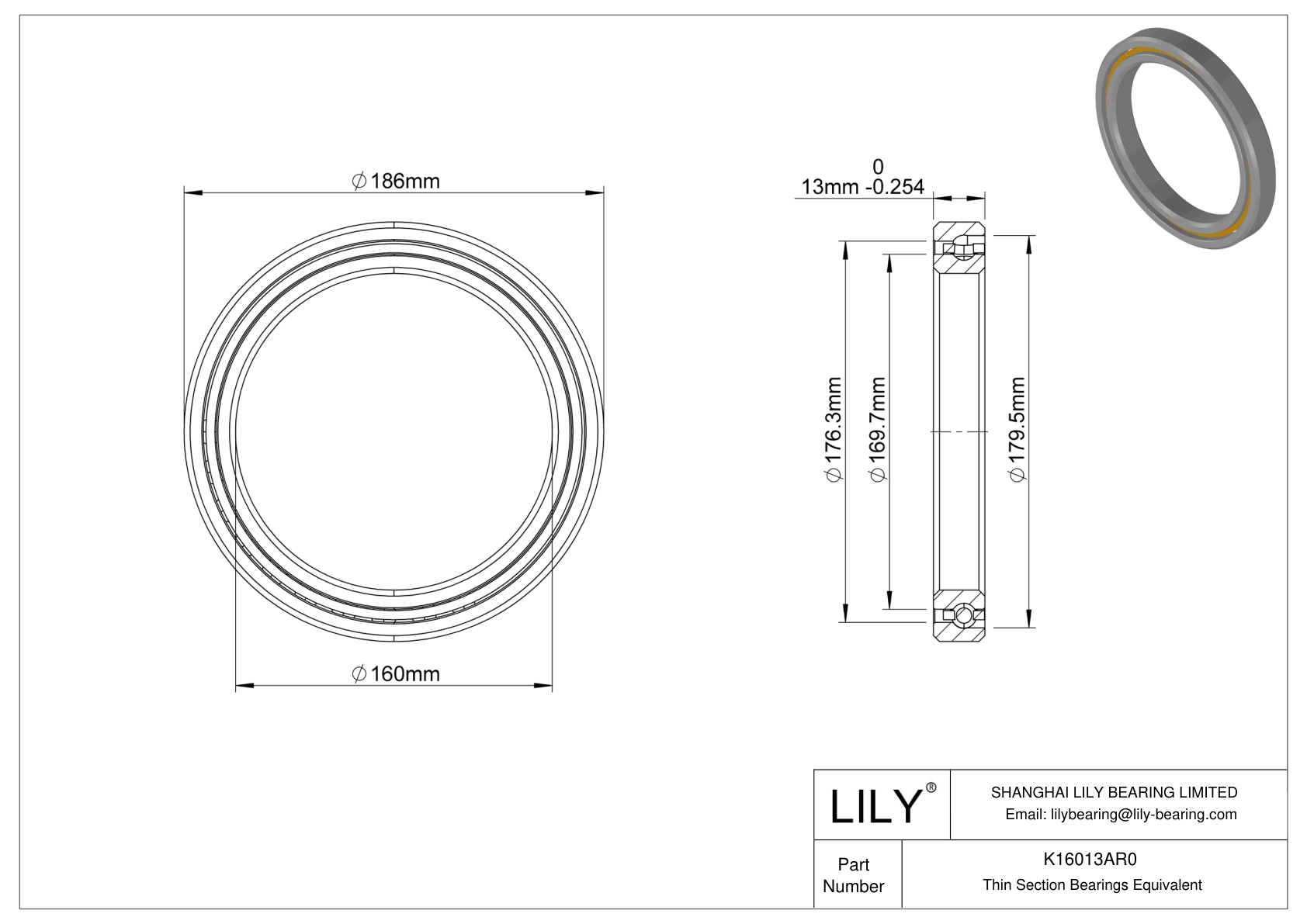 K16013AR0 Constant Section (CS) Bearings cad drawing