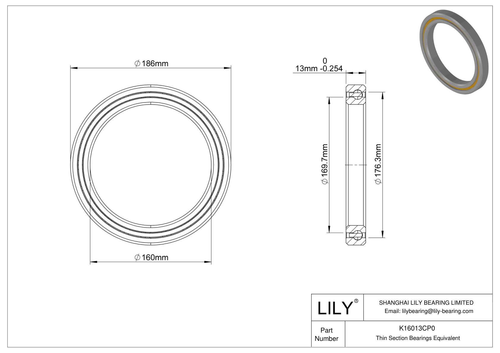 K16013CP0 Constant Section (CS) Bearings cad drawing