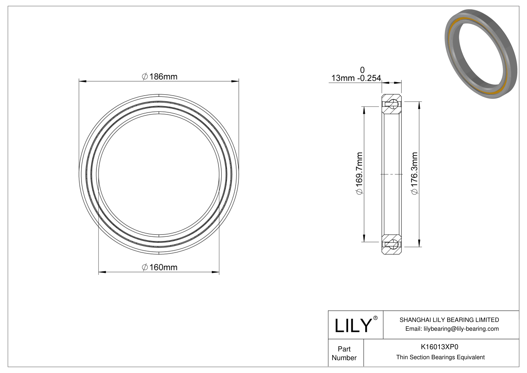K16013XP0 Constant Section (CS) Bearings cad drawing