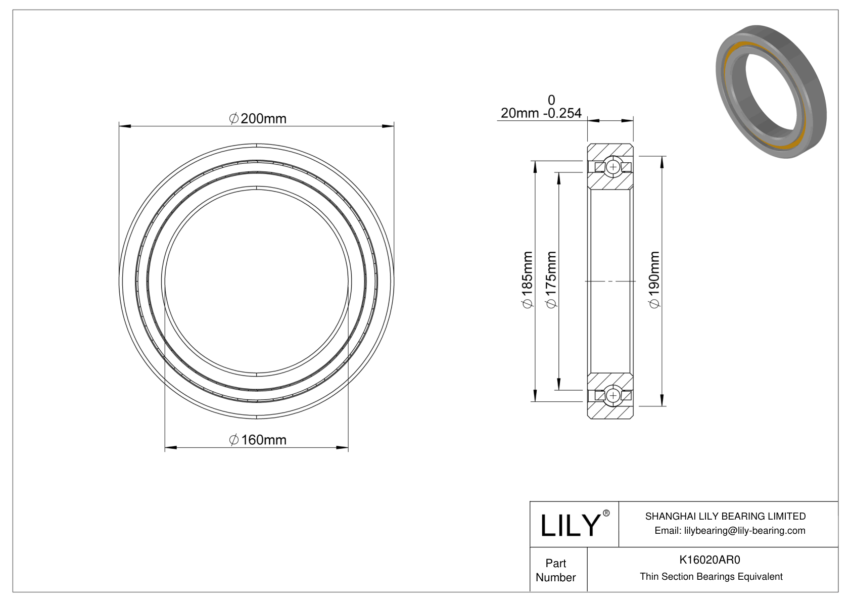 K16020AR0 Constant Section (CS) Bearings cad drawing