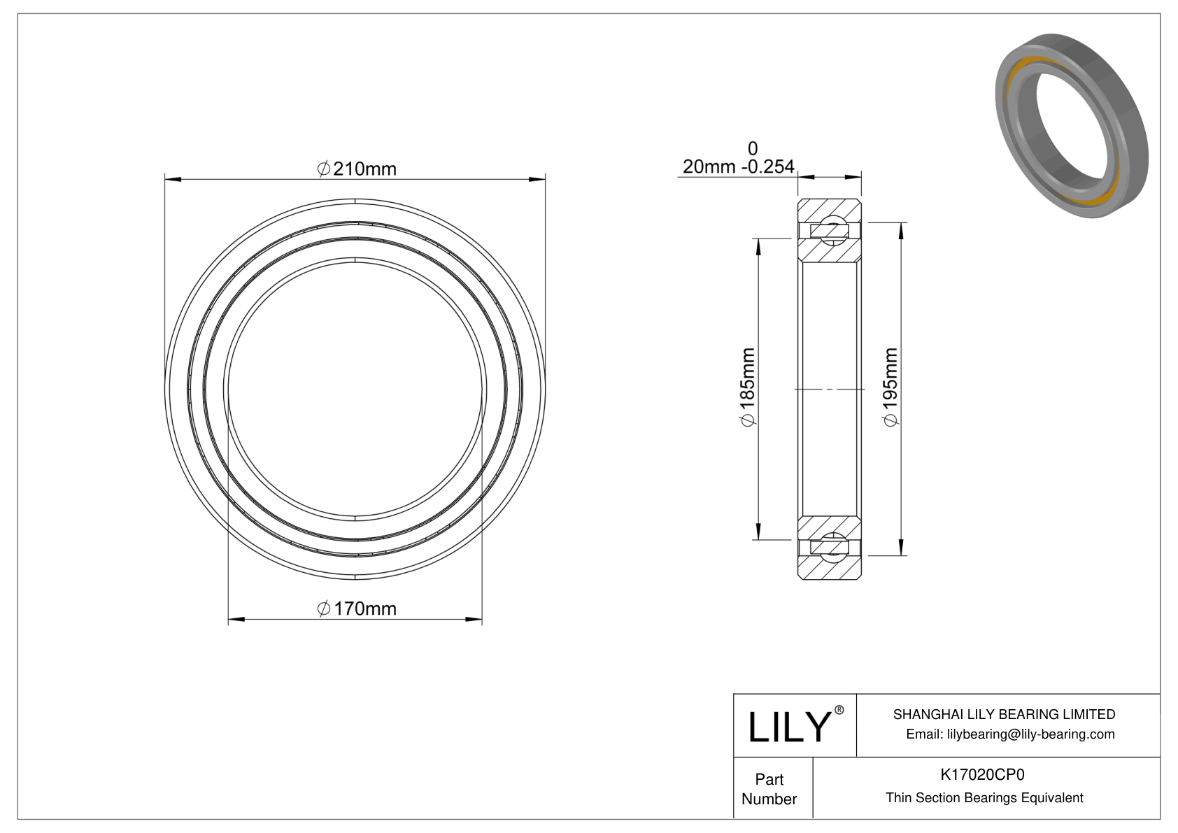 K17020CP0 Constant Section (CS) Bearings cad drawing