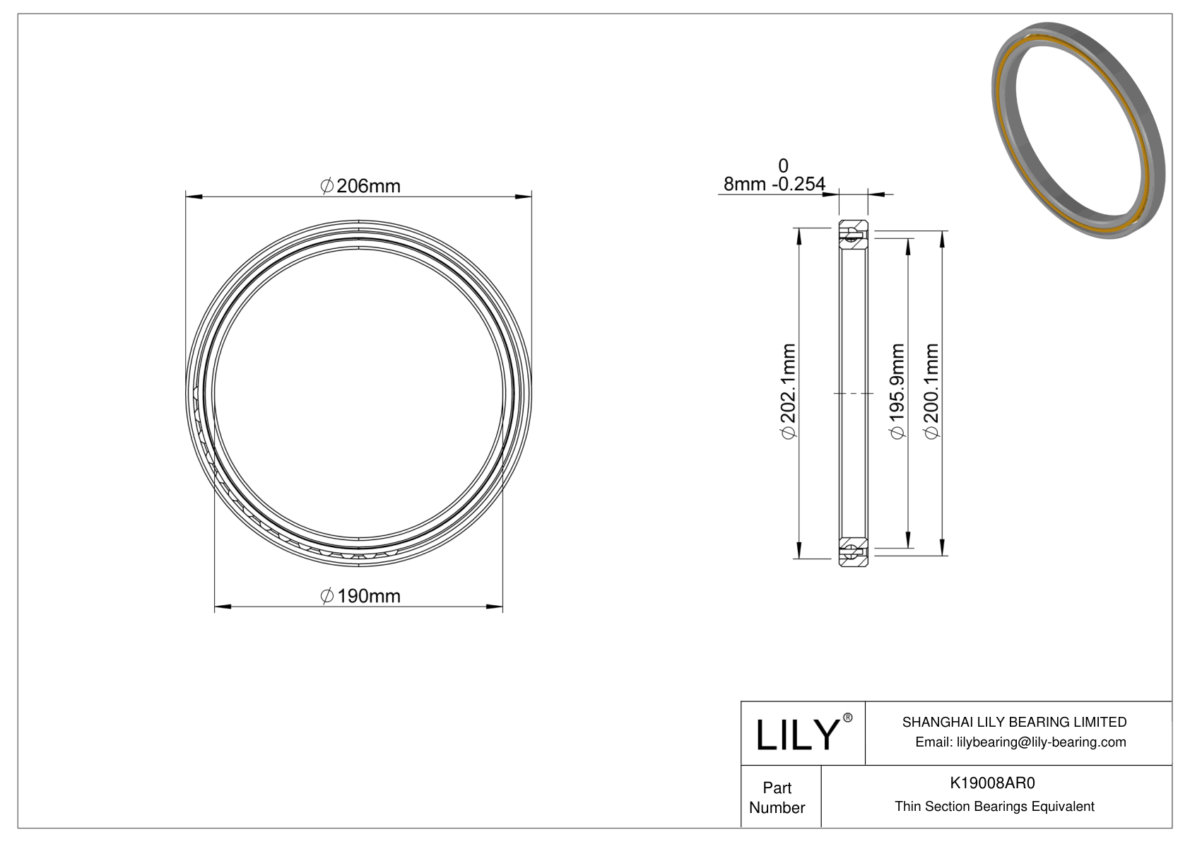 K19008AR0 Constant Section (CS) Bearings cad drawing
