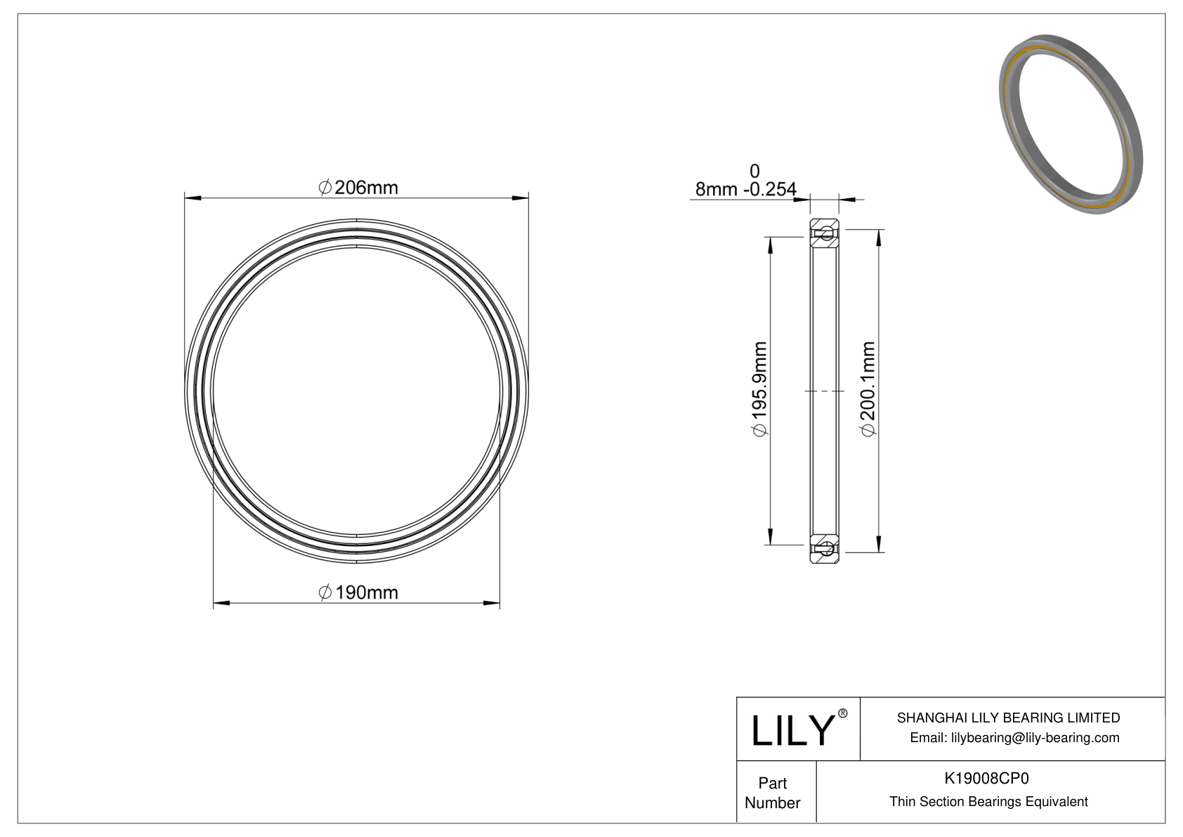 K19008CP0 Constant Section (CS) Bearings cad drawing
