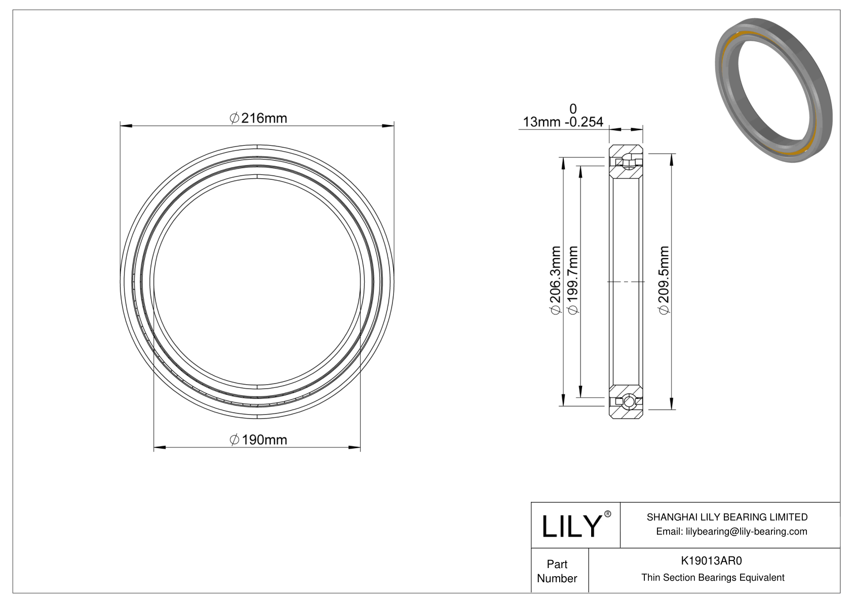K19013AR0 Constant Section (CS) Bearings cad drawing