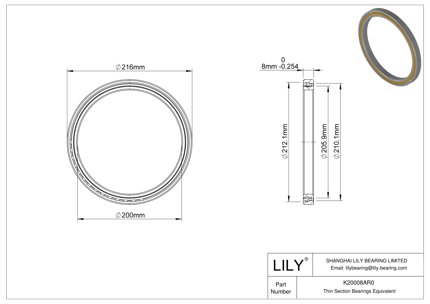 K20008AR0 Constant Section (CS) Bearings cad drawing