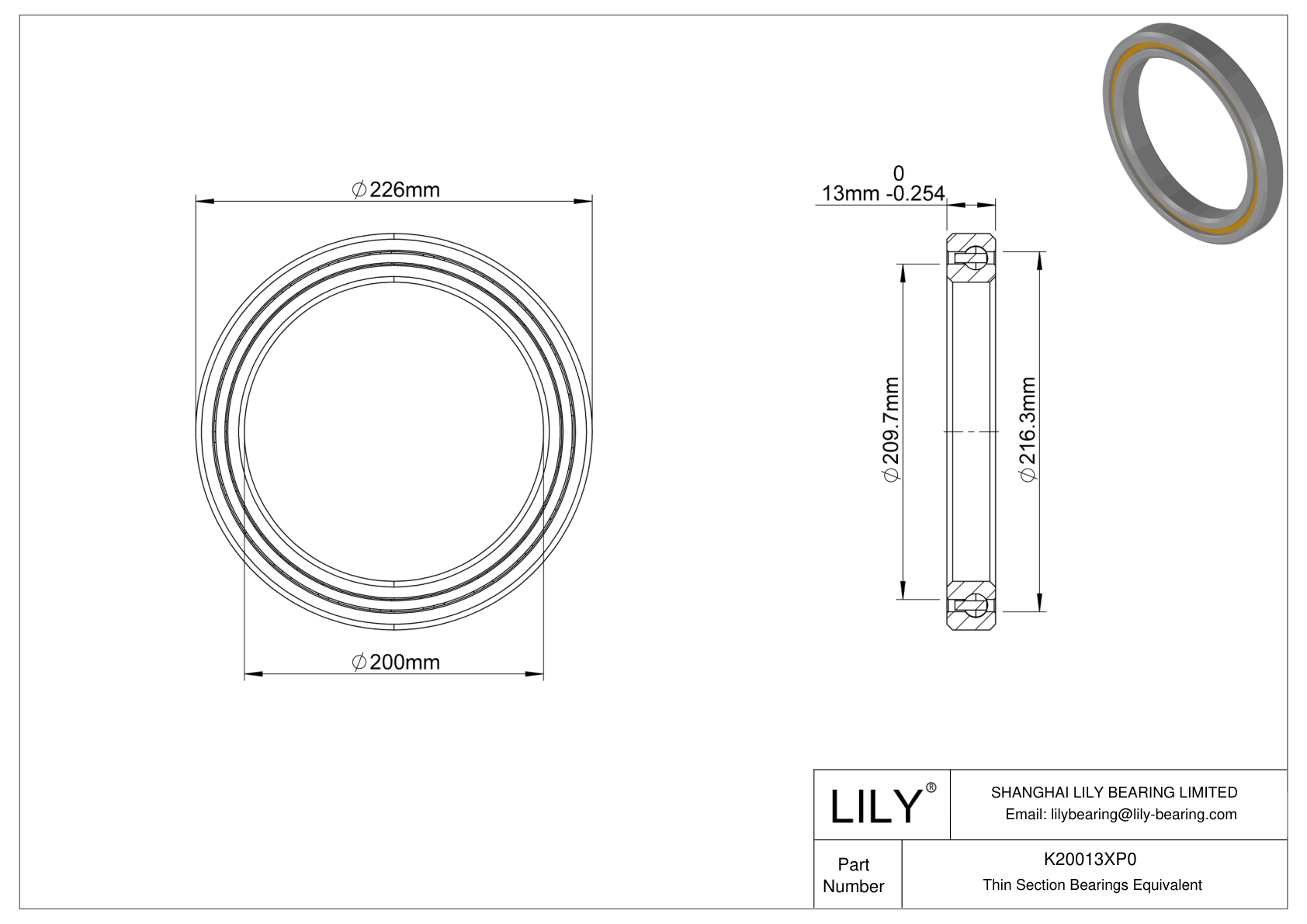 K20013XP0 Constant Section (CS) Bearings cad drawing