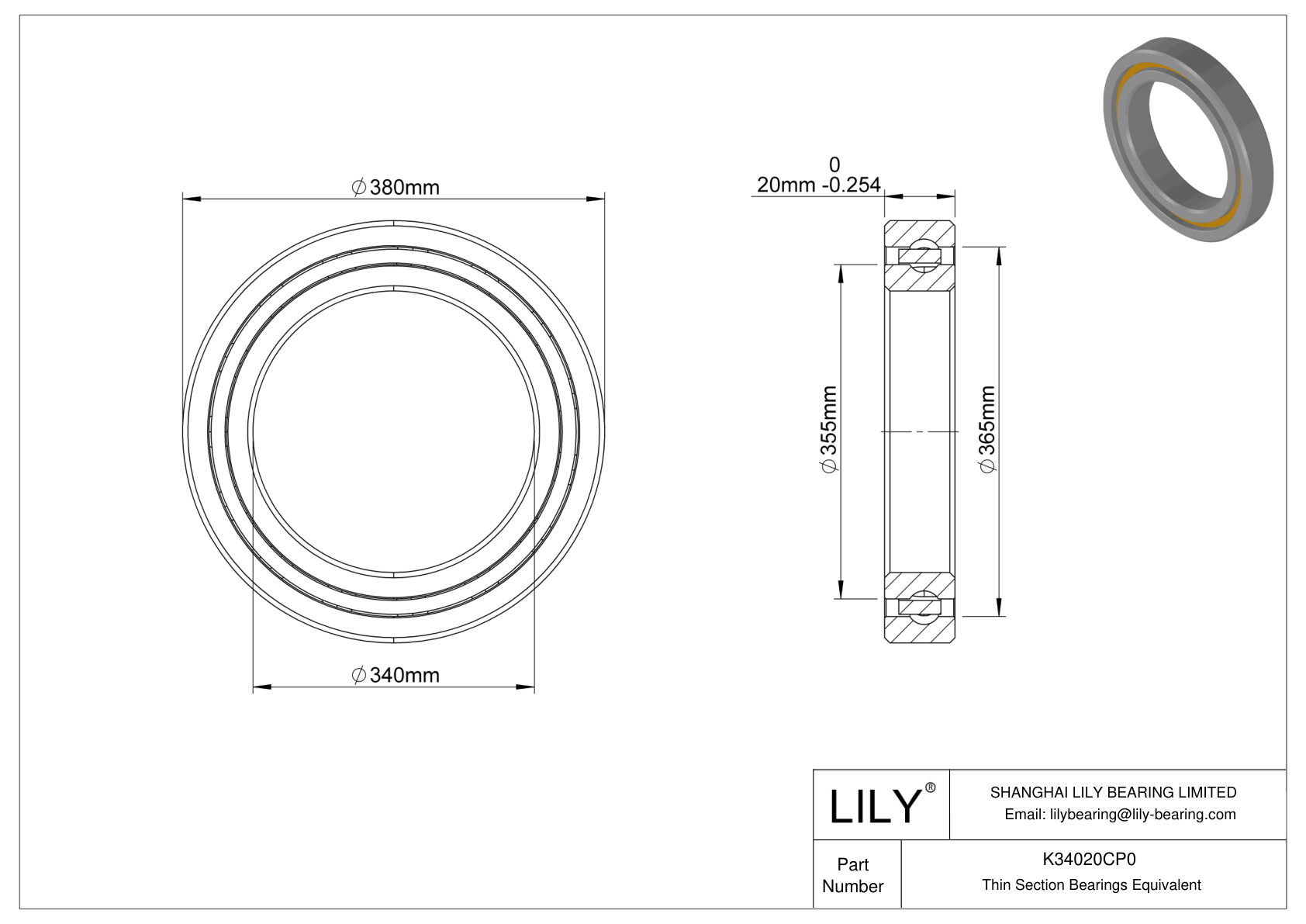 K34020CP0 Constant Section (CS) Bearings cad drawing