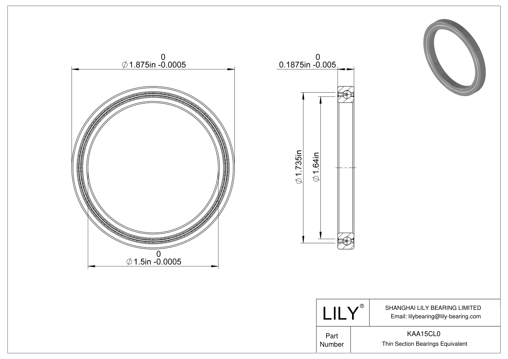 KAA15CL0 Constant Section (CS) Bearings cad drawing