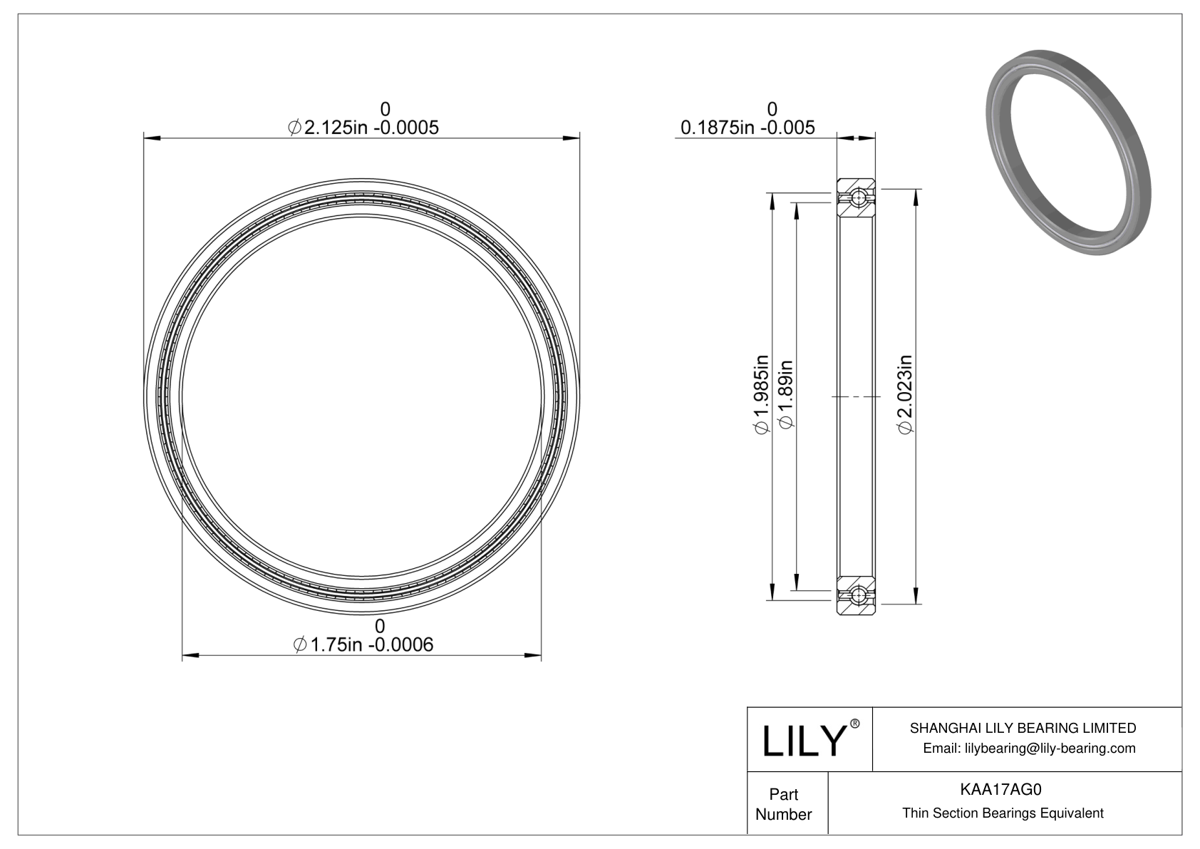 KAA17AG0 Constant Section (CS) Bearings cad drawing