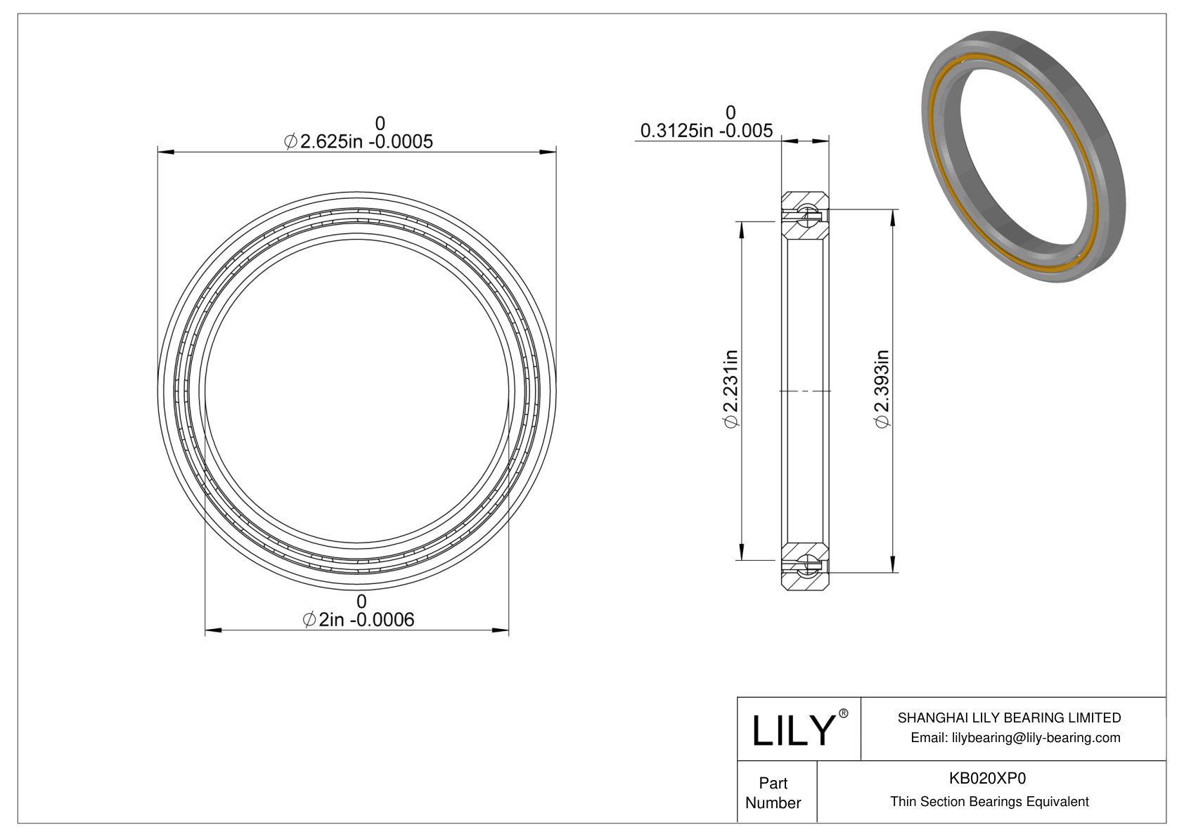 KB020XP0 Constant Section (CS) Bearings cad drawing