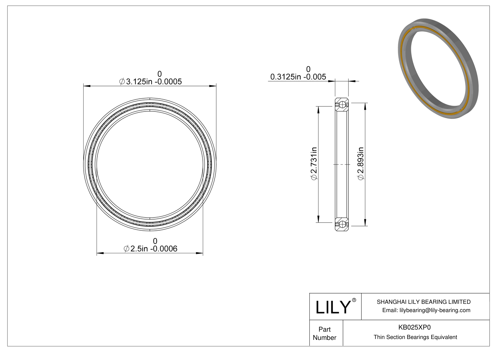 KB025XP0 Constant Section (CS) Bearings cad drawing
