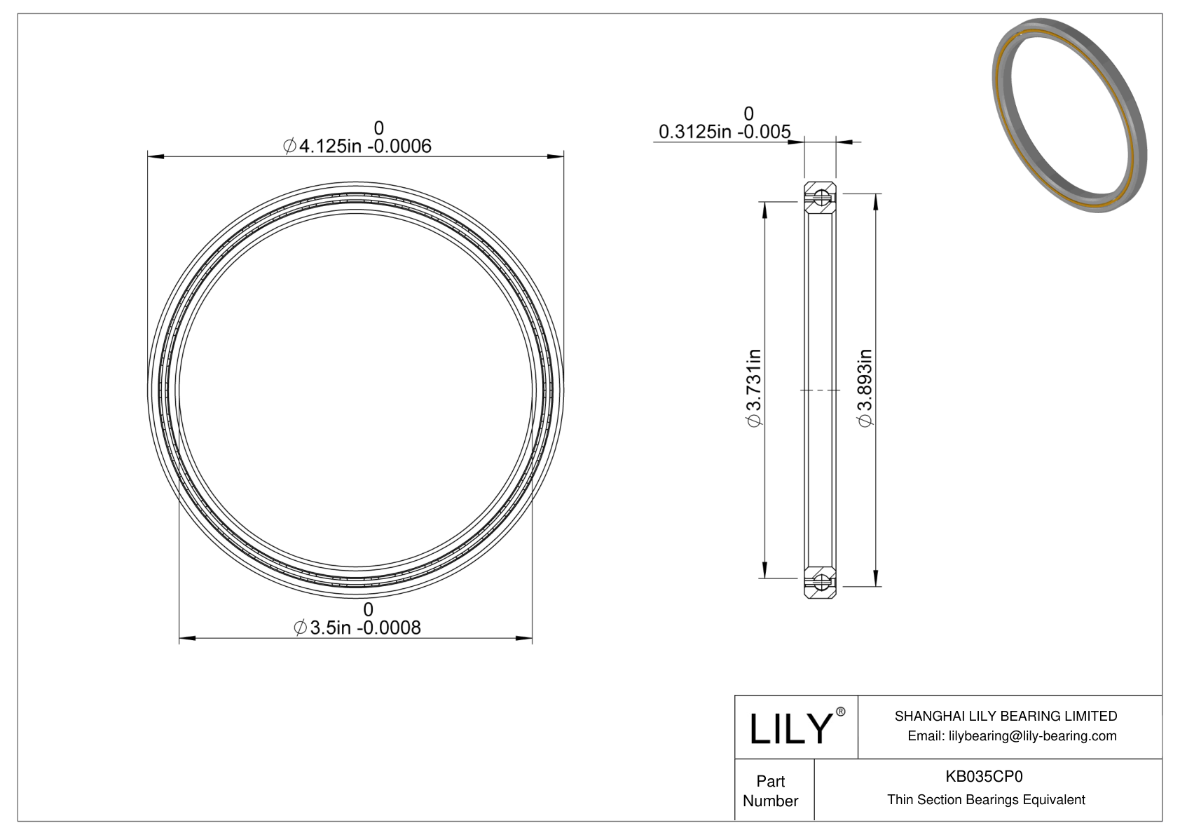 KB035CP0 Constant Section (CS) Bearings cad drawing