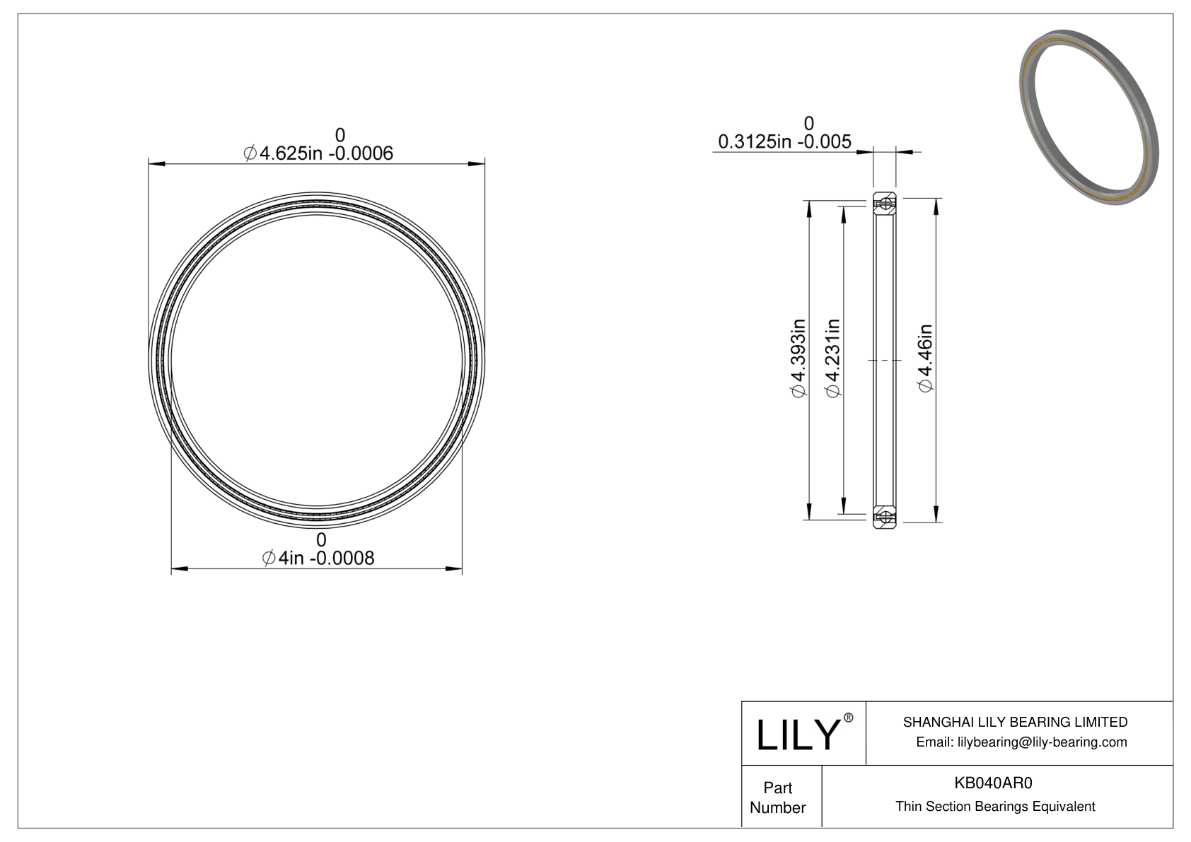 KB040AR0 Constant Section (CS) Bearings cad drawing